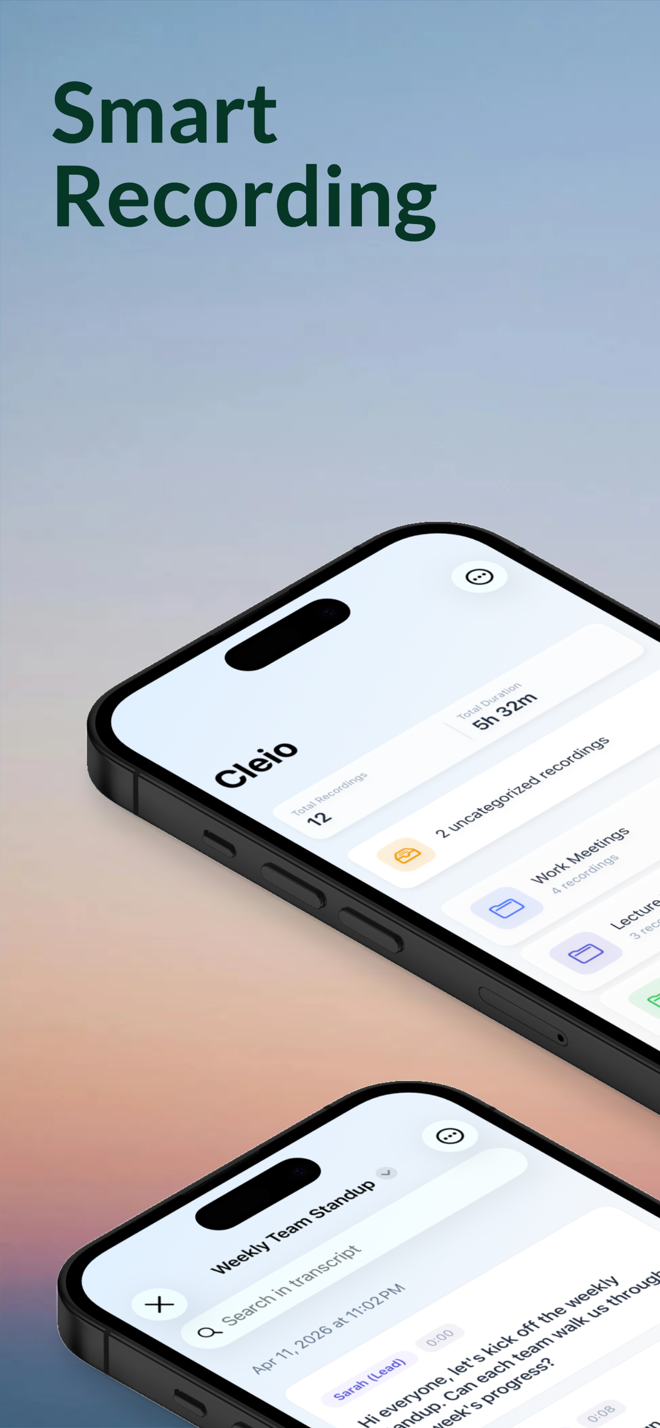 Cleio home screen